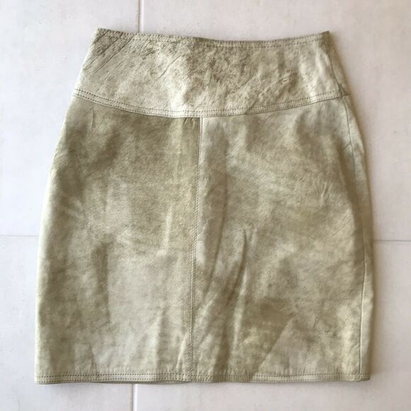 Winlit Vintage Distressed Leather Mini Pencil Straight Skirt - Picture 2 of 12